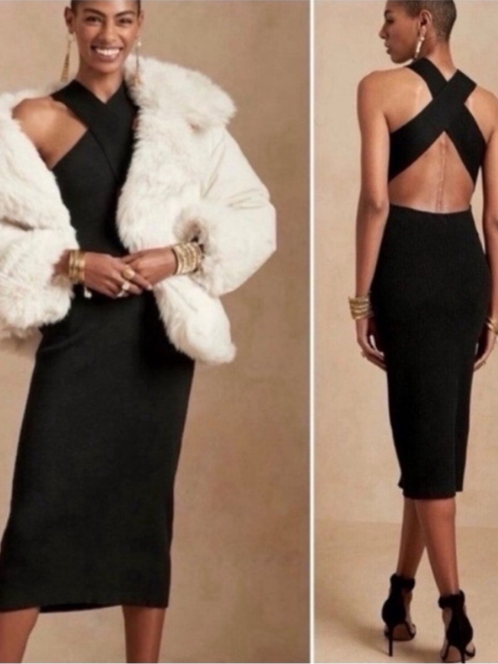 Banana Republic Volta Black Knit Sleeveless Halter Sweater
Midi Dress Sz XS NEW